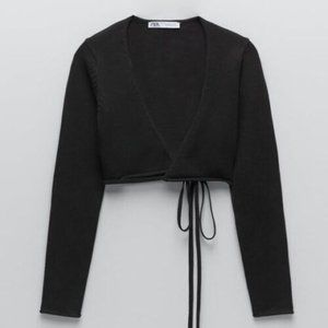 **NWT** Zara - Knit Wrap Top in Black